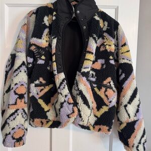 FP Movement Hit the Slopes by Free People Abstract Sherpa Jacket in Black Multi